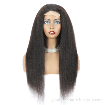 Yaki 4x4 Transparent Lace Closure Wig with Baby Hair High Quality Dropshipping Virgin Human Hair Kinky Straight Lace Front Wig